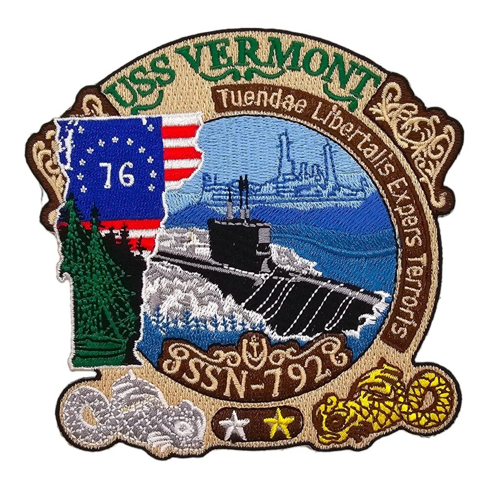 USS Vermont SSN-792B Embroidered Patch 4"x4.5" Iron-On Navy Submarine Military B - Picture 3 of 5